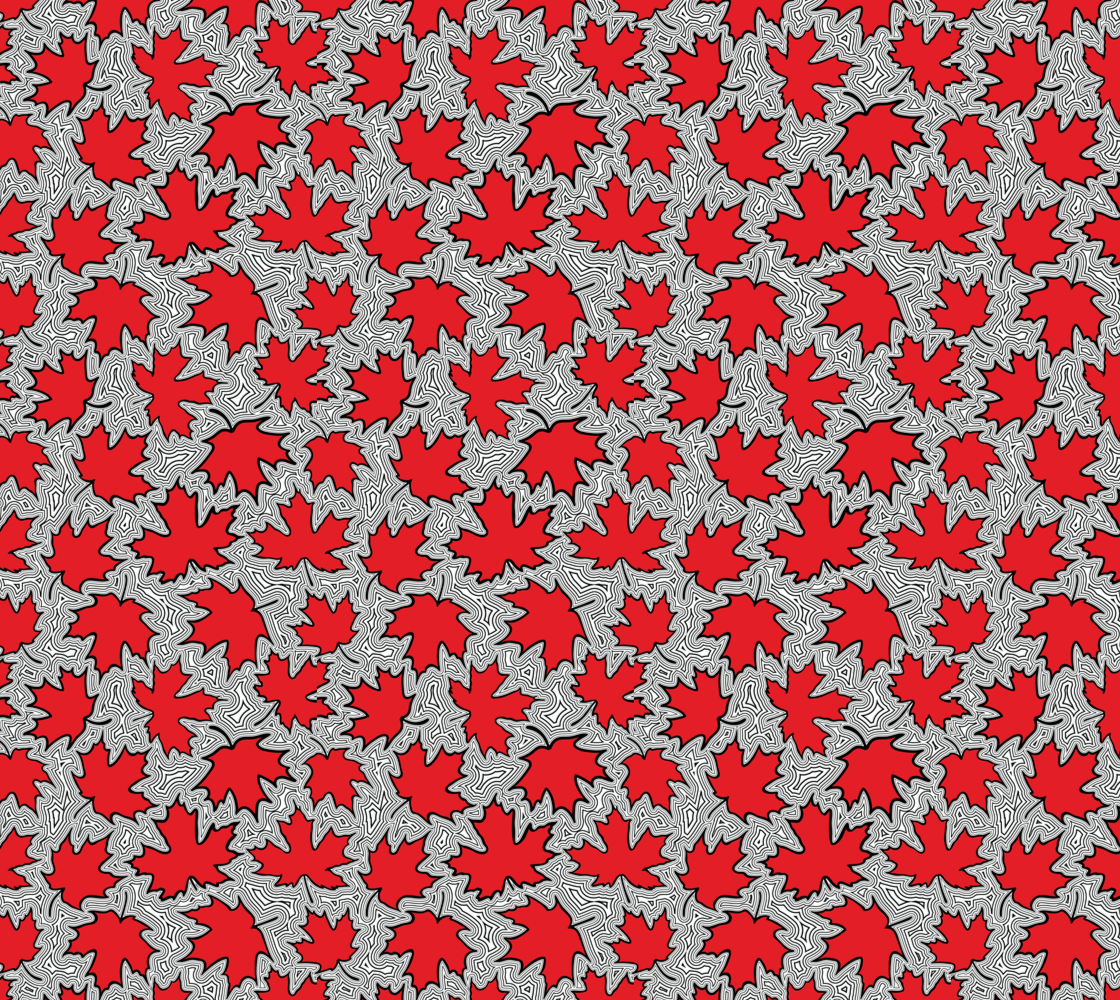 Maple leaves on Ripples Organic Cotton Hemp Fabric