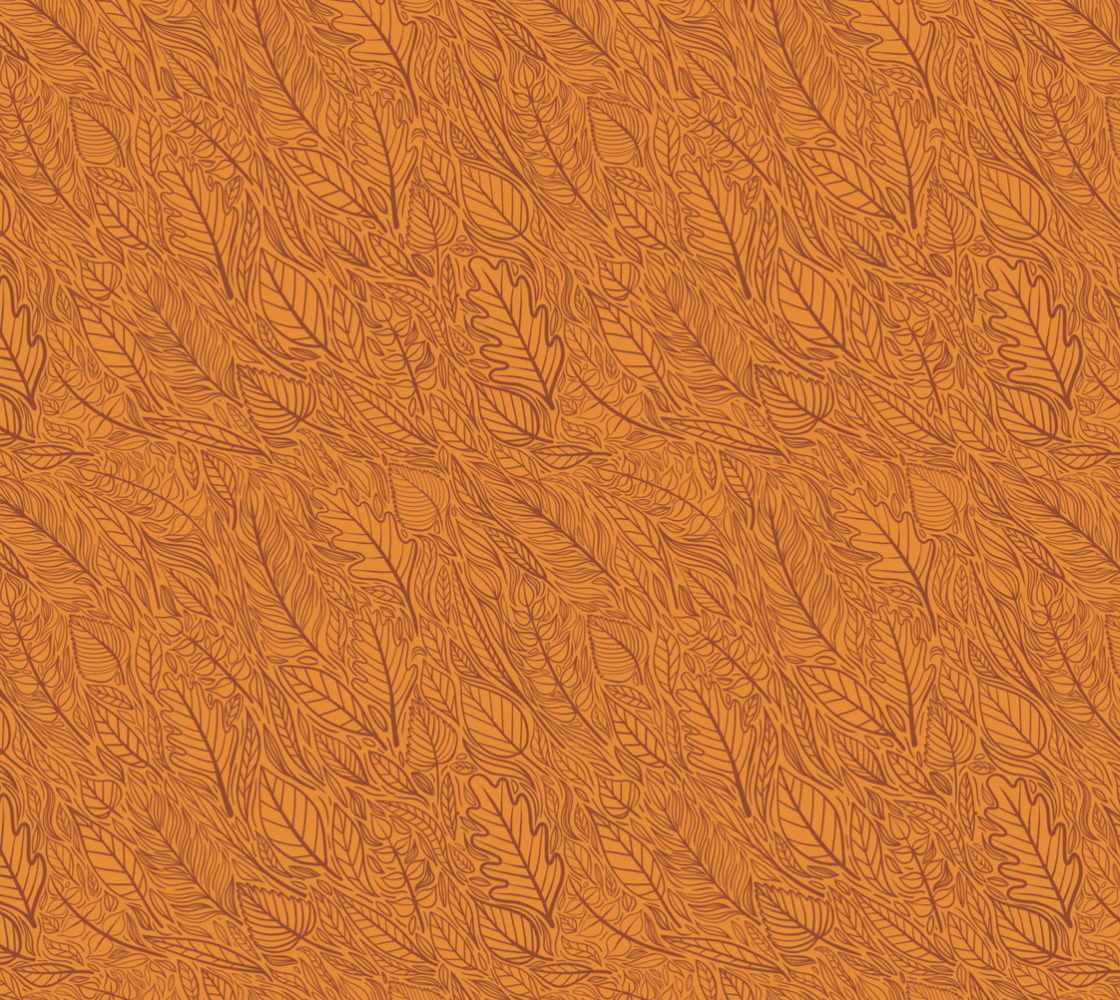 Windy Leaves - Orange - Poly Twill Fabric