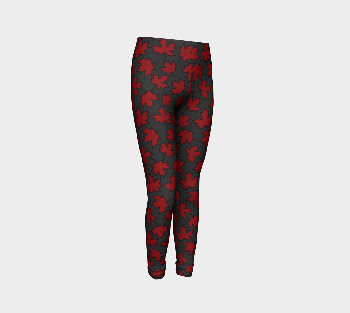Maple Leaf Red on Grey Youth Leggings
