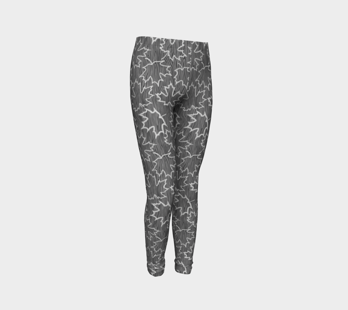 Maple Leaf on Woodgrain Youth Leggings