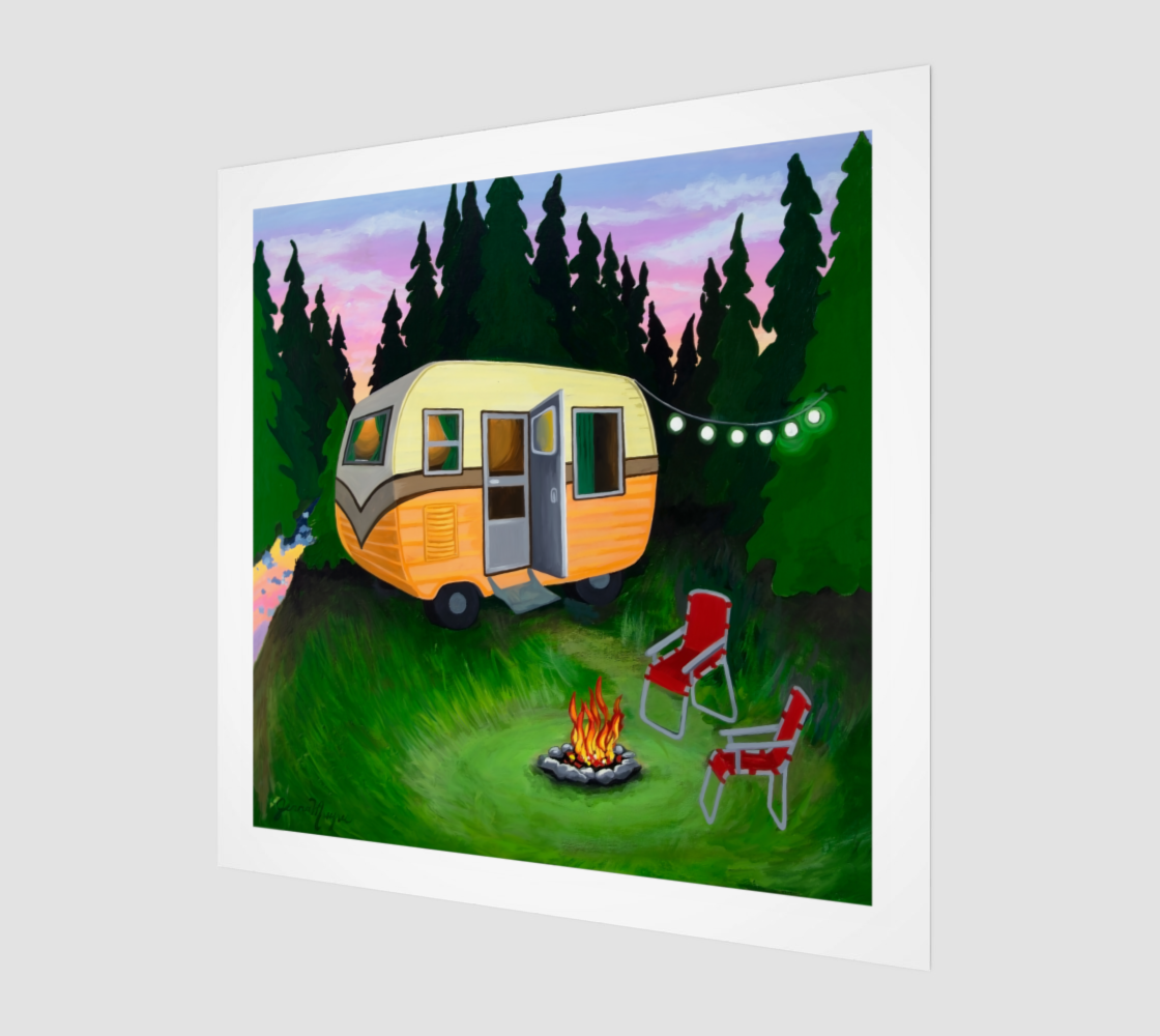 Vintage Camper Sunset Fine Art Print