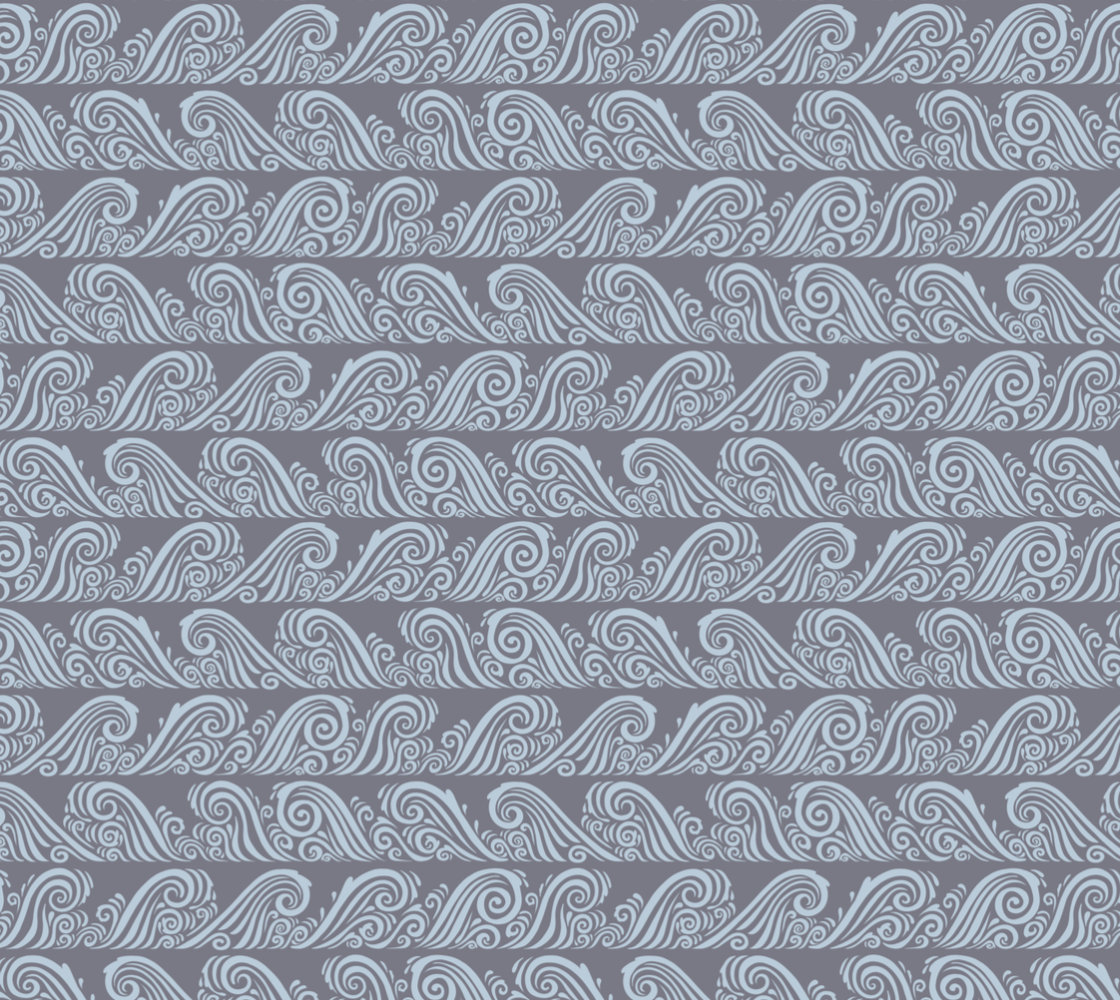 Wave Lines - Blue/Grey - Swimsuit Knit Fabric