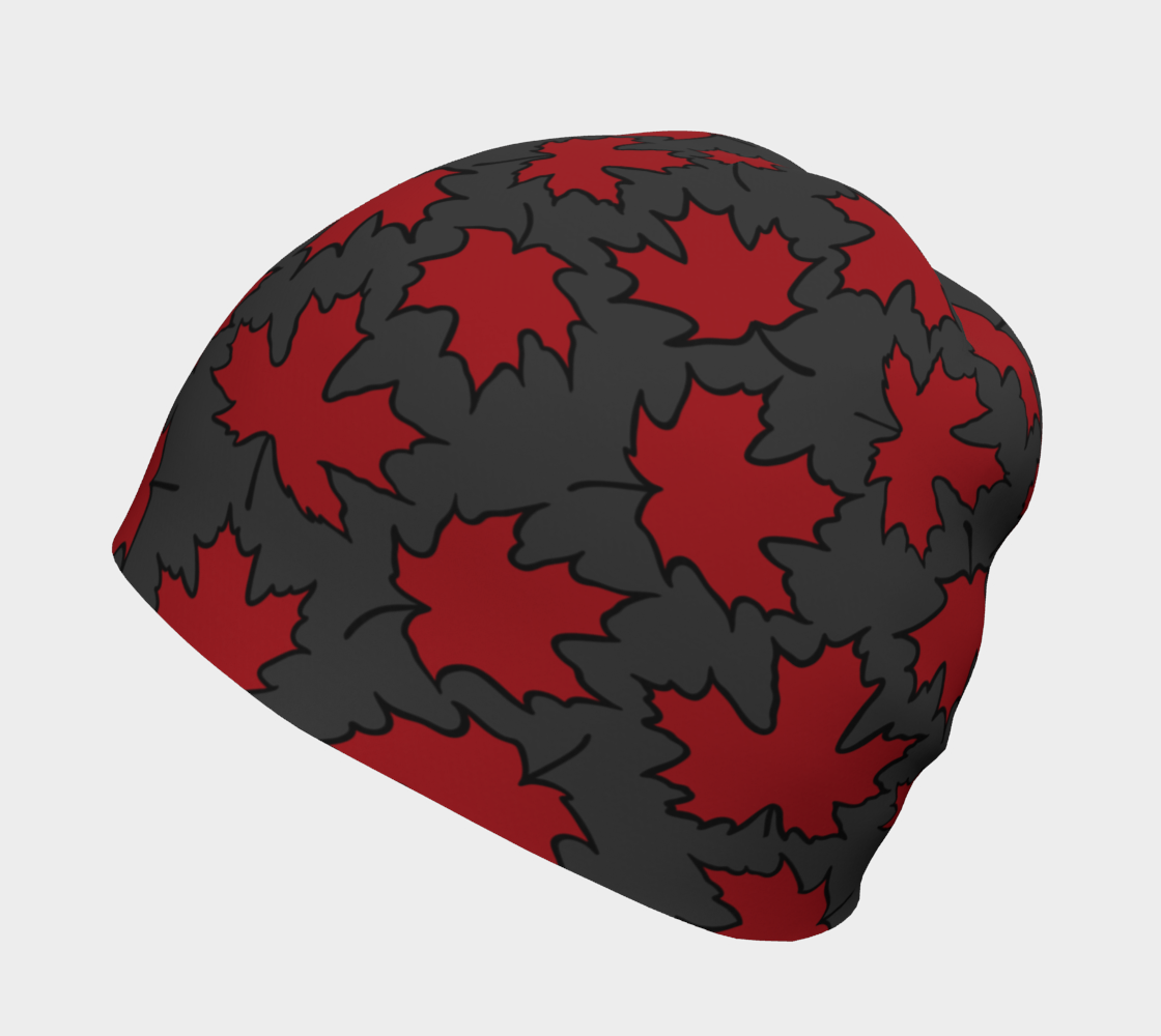 Tuque bébé feuille d'érable rouge et grise