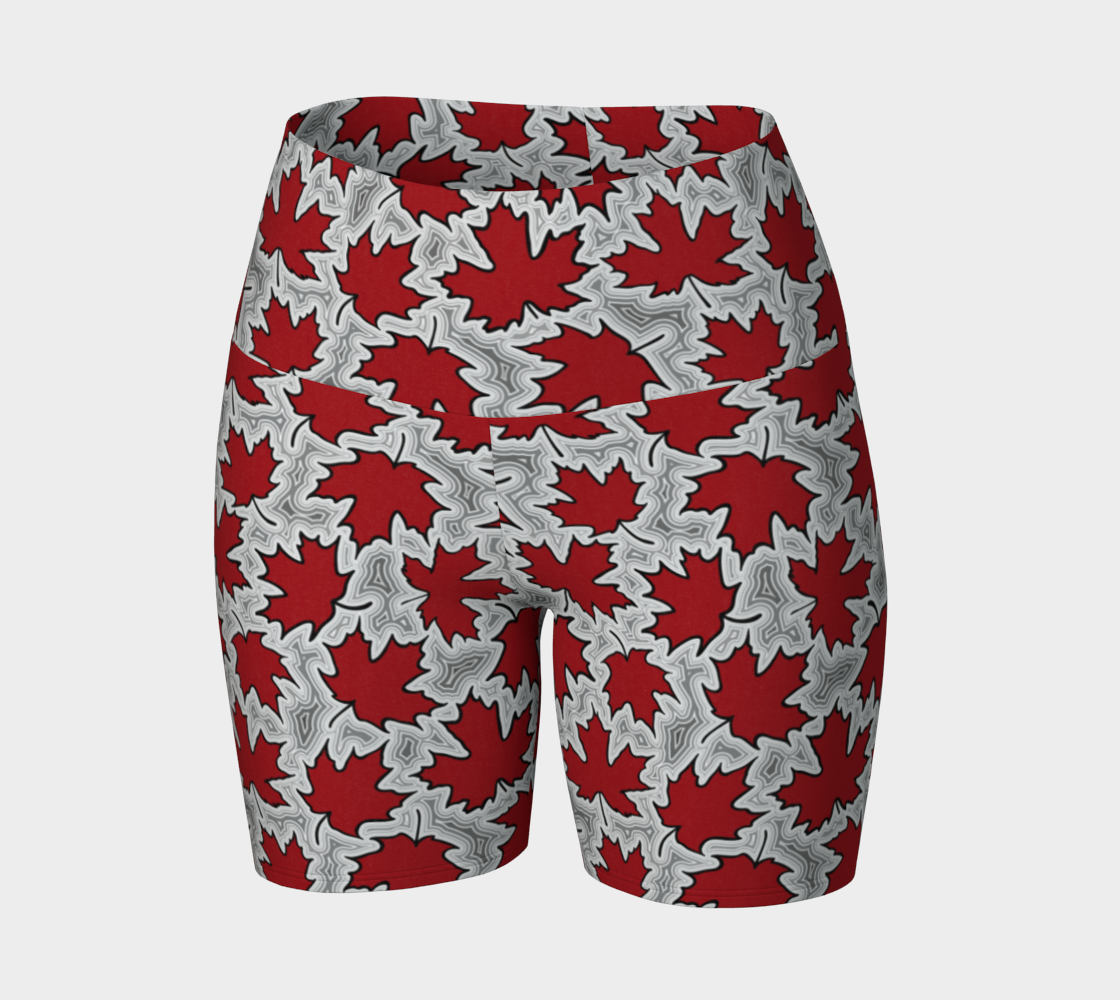 Maple Leaves on Geodes Yoga Shorts