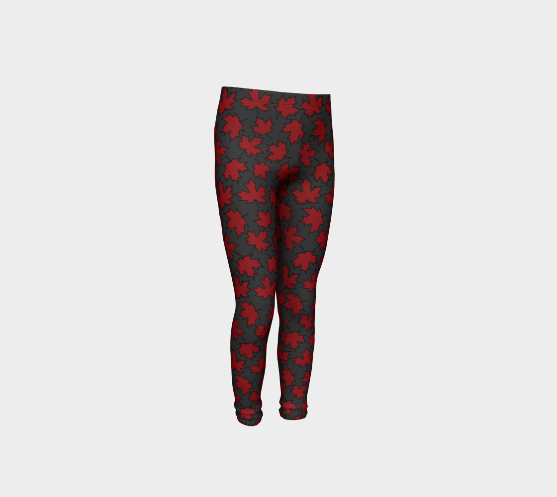 Maple Leaf Red on Grey Youth Leggings