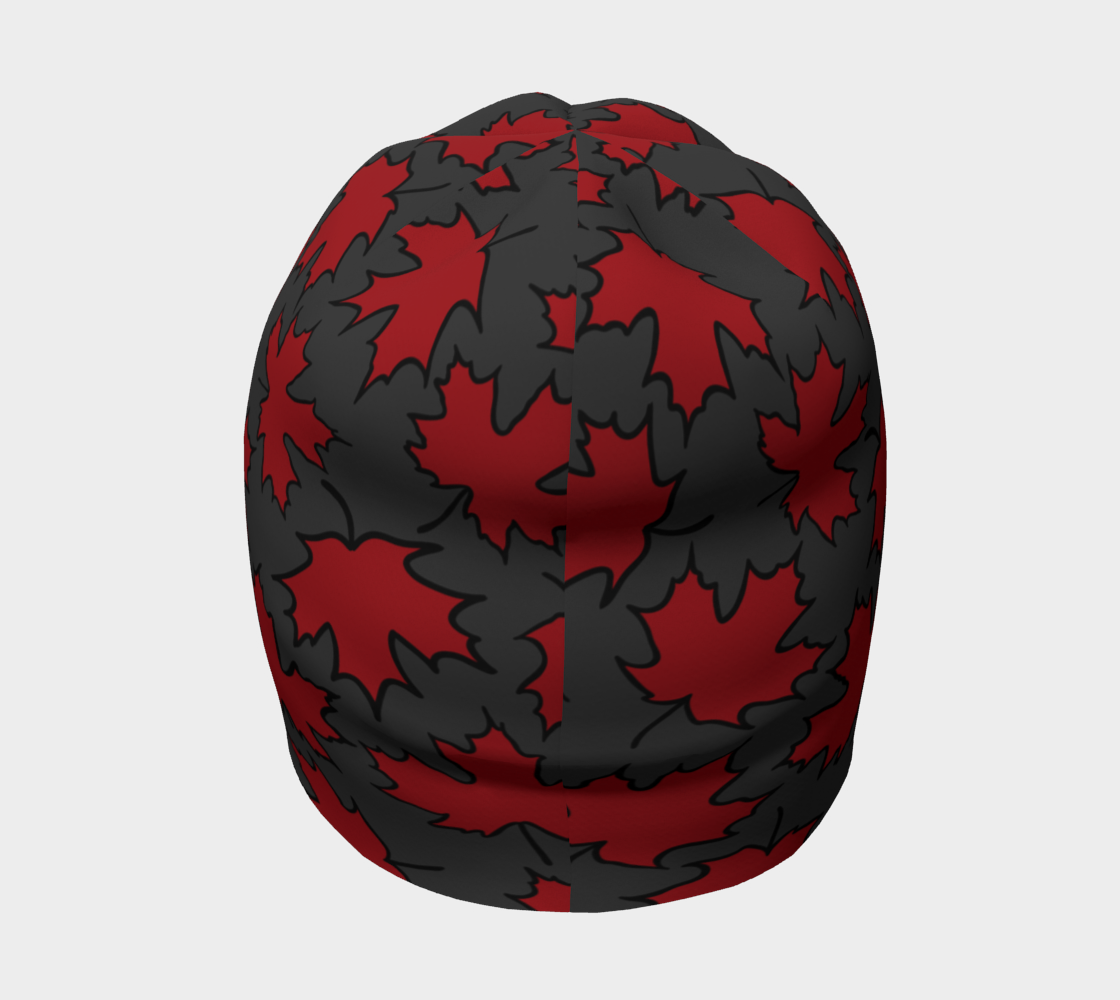 Tuque bébé feuille d'érable rouge et grise