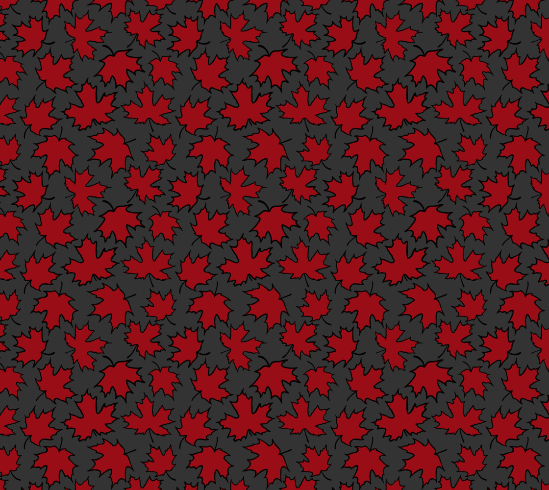 Maple Leaf Red on Grey Cotton Sateen
