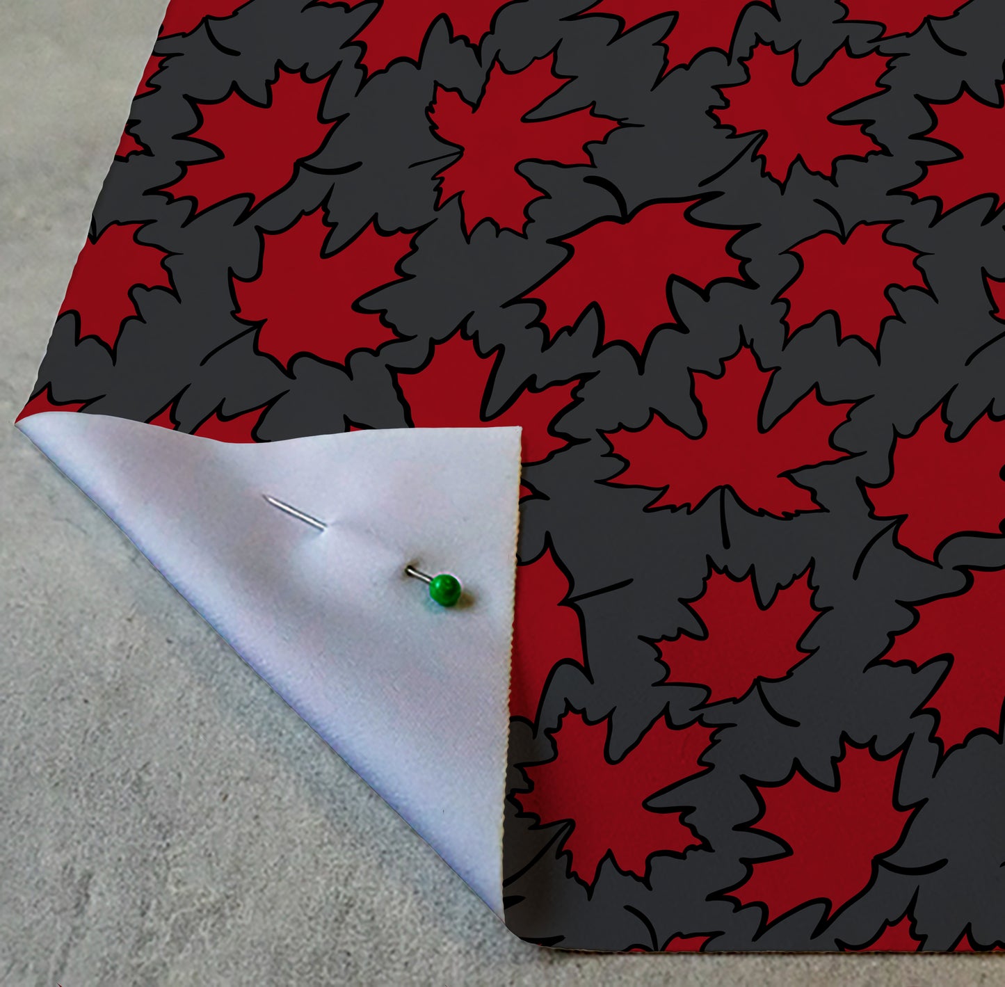 Maple Leaf Red on Grey Swimsuit Knit