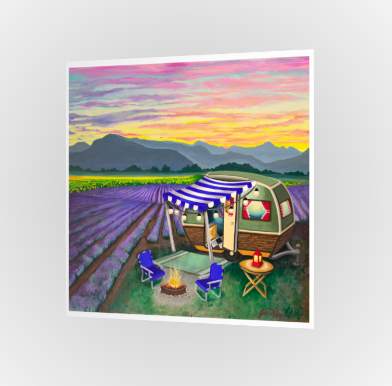 Lavender Fields Vintage Camper Art Print