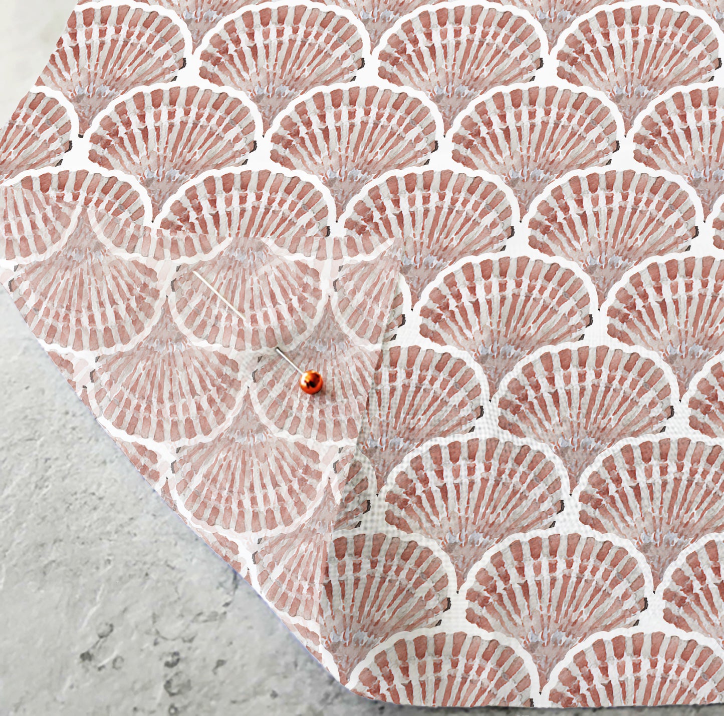 Seashell Scales - Terracotta - Poly Chiffon Fabric