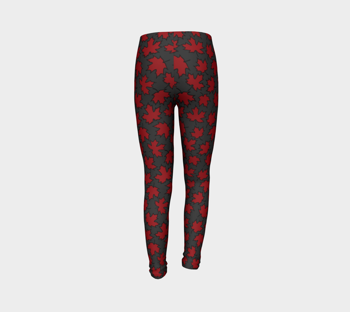 Maple Leaf Red on Grey Youth Leggings