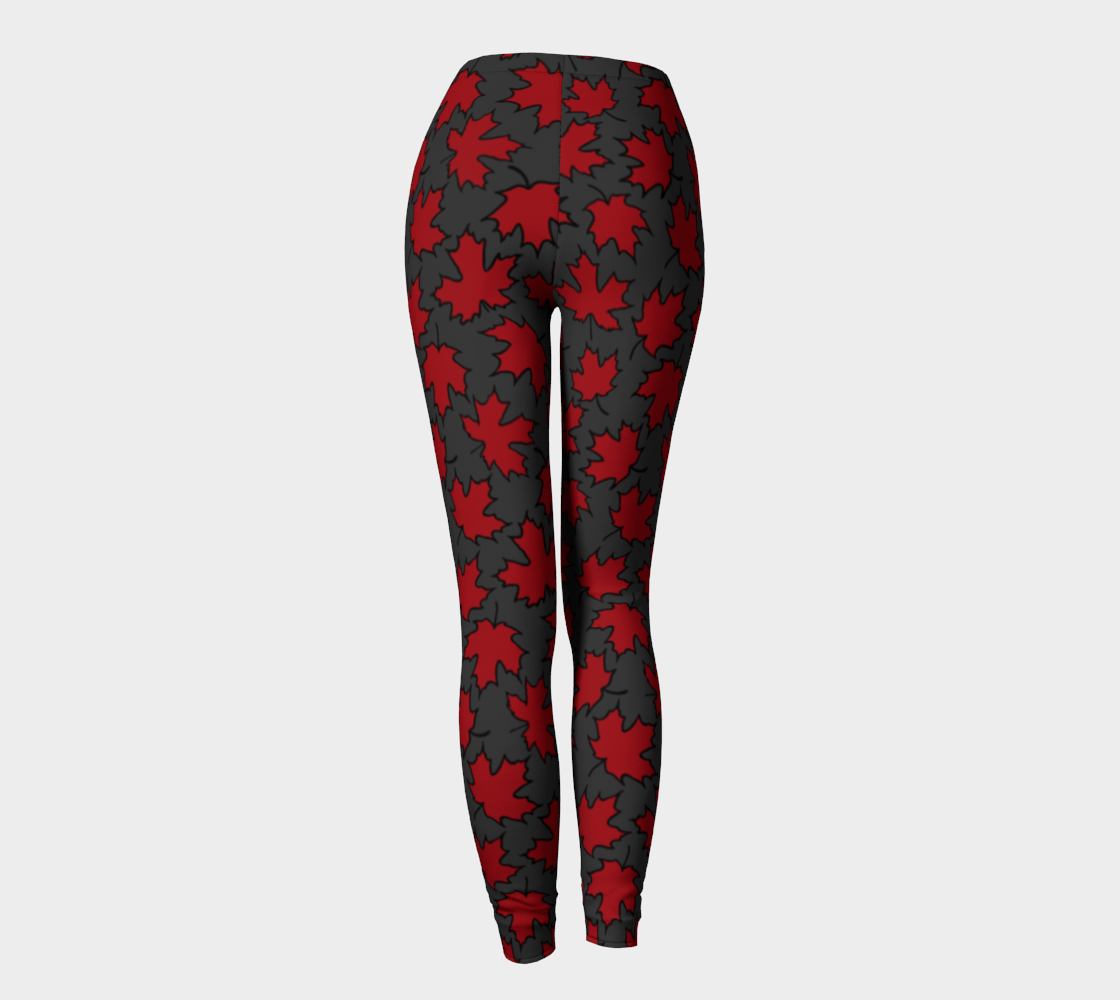 Maple Leaf Red On Grey Leggings