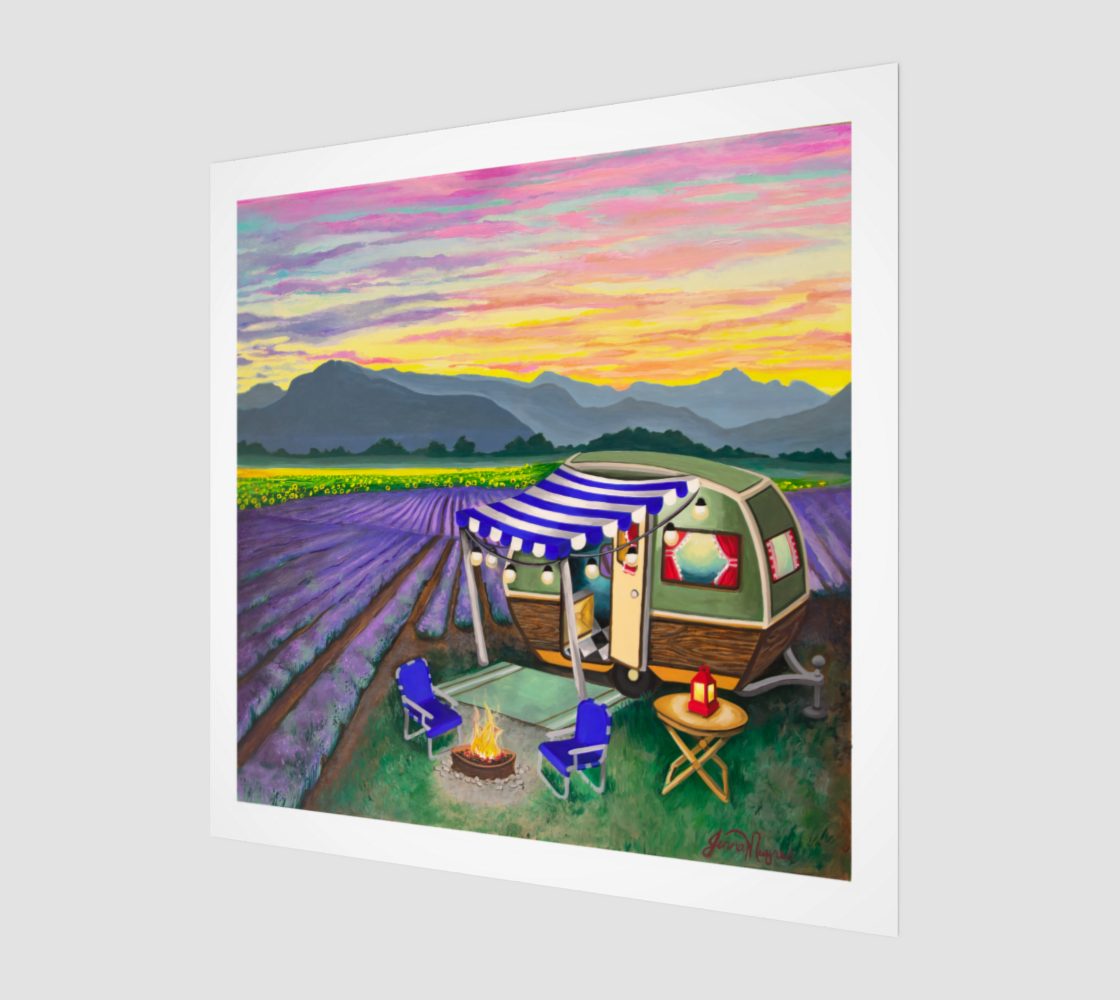 Lavender Fields Vintage Camper Art Print