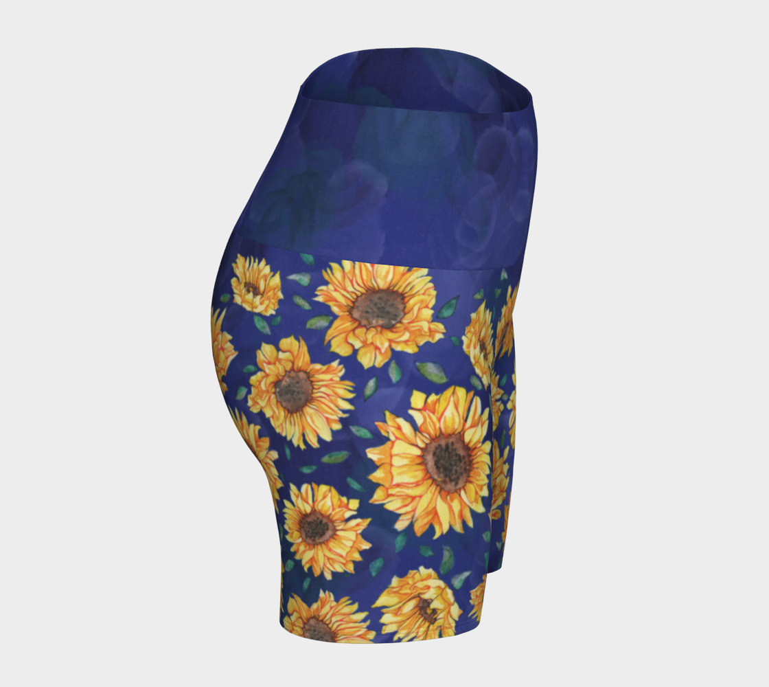 Sunflowers On Water Yoga Shorts