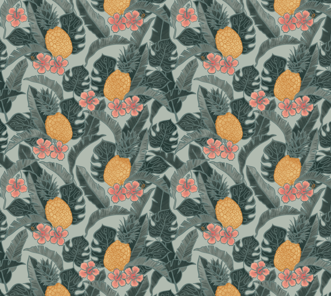 Pineapple Palms - Green - Swimsuit Knit Fabric