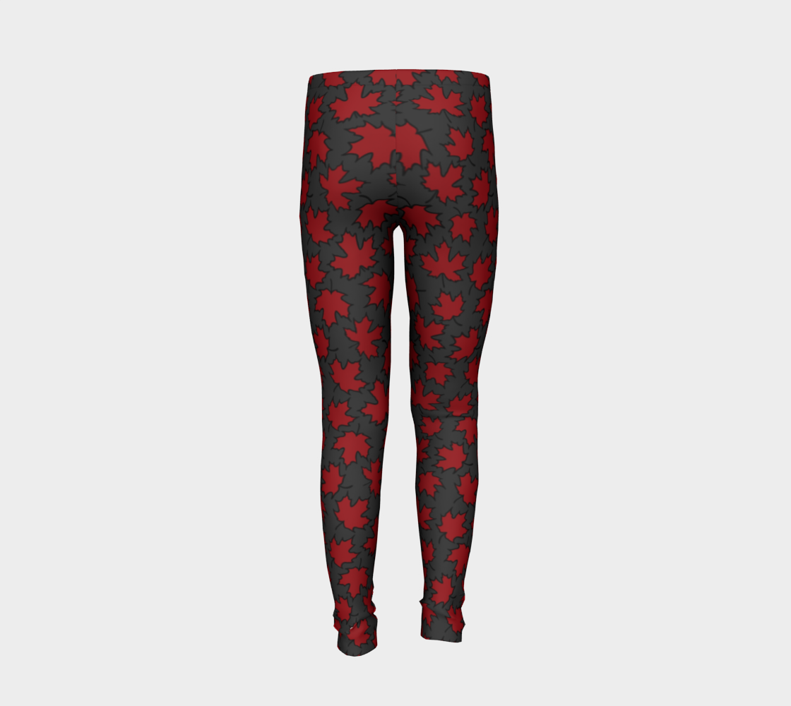 Maple Leaf Red on Grey Youth Leggings