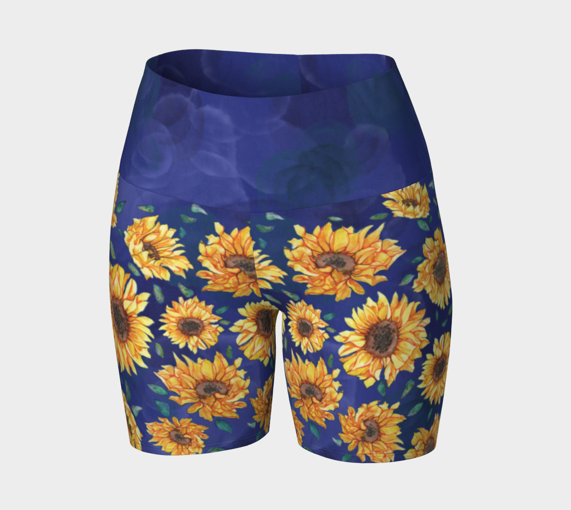 Sunflowers On Water Yoga Shorts