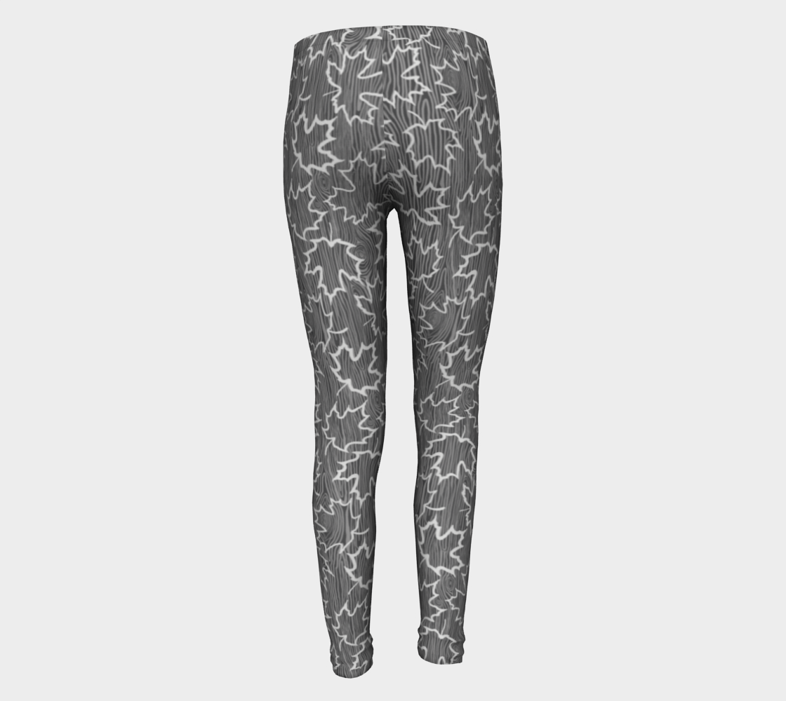 Maple Leaf on Woodgrain Youth Leggings