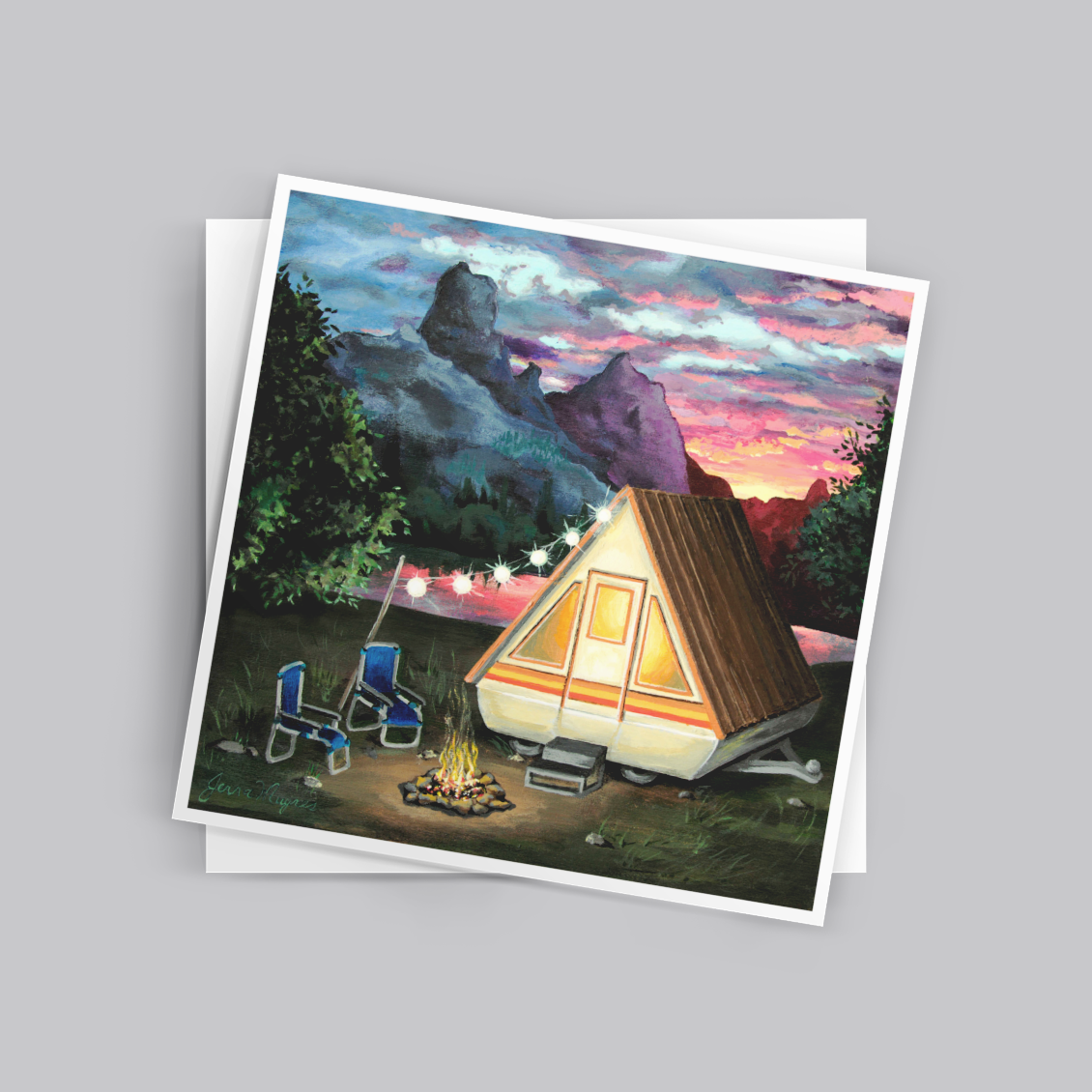 "Sunset Escape"- A-Frame Vintage Camper Art Print