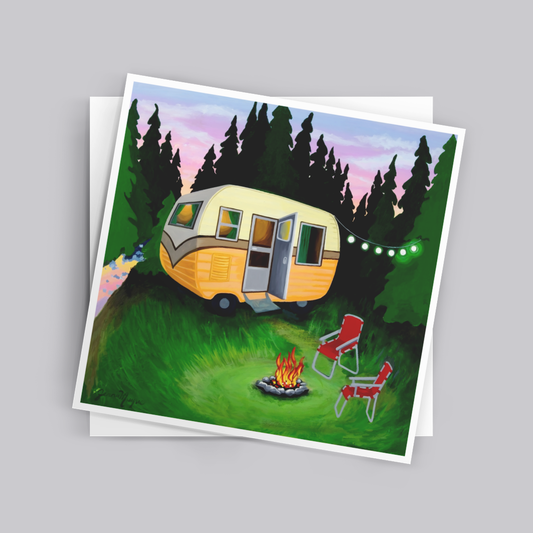 Vintage Camper Sunset Fine Art Print