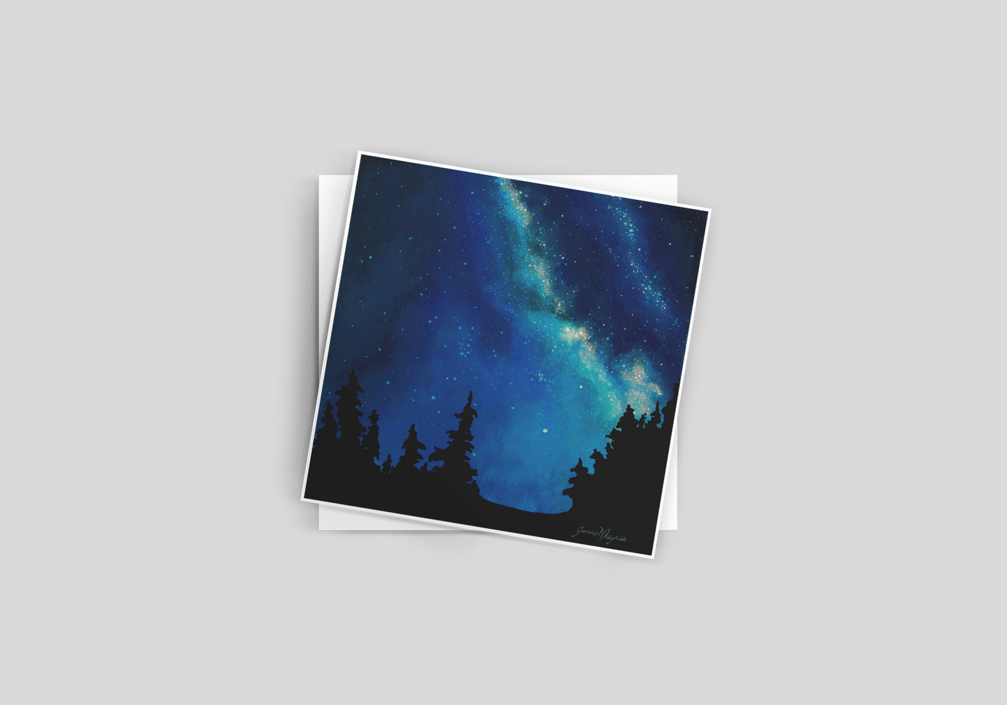 Night Sky Treeline Art Print
