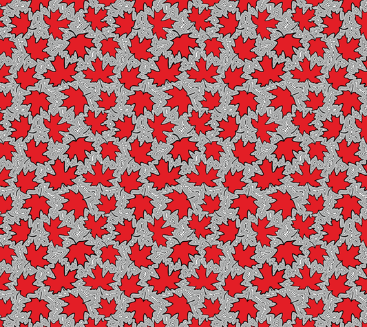Maple leaves on Ripples Organic Cotton Hemp Fabric