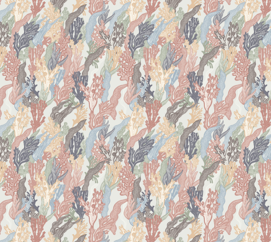Watercolour Seaweed - Pastels - Cotton Sateen Fabric