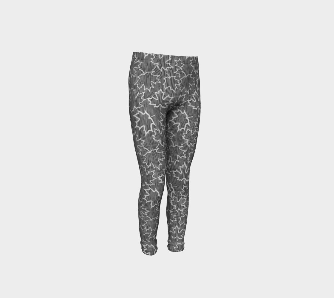 Maple Leaf on Woodgrain Youth Leggings