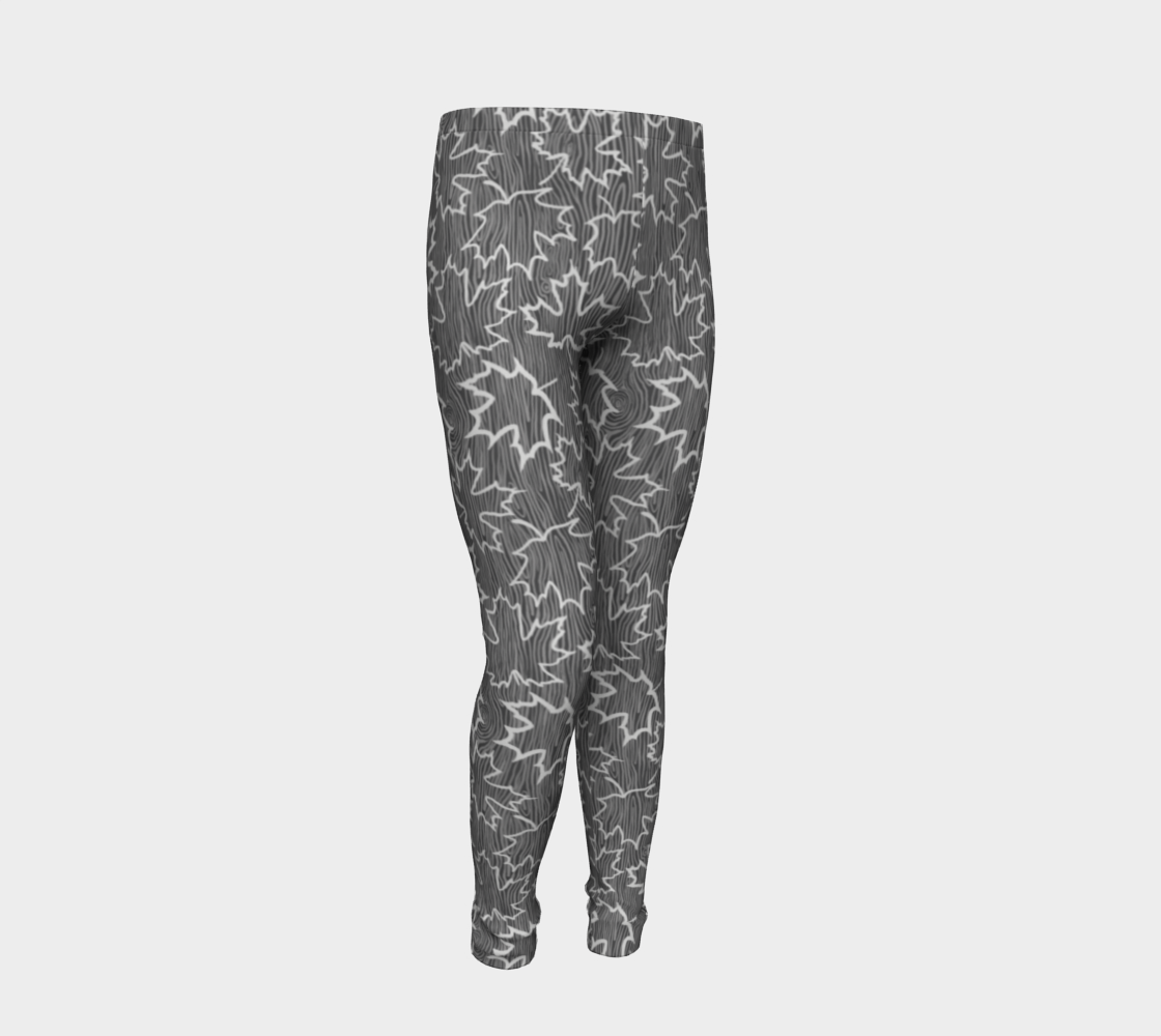 Maple Leaf on Woodgrain Youth Leggings