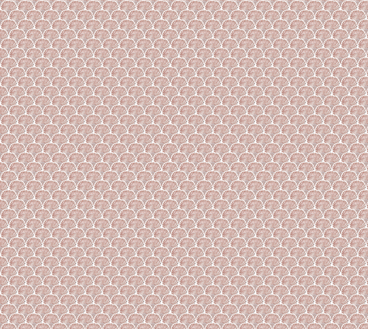 Seashell Scales - Terracotta - Cotton Linen Canvas Fabric