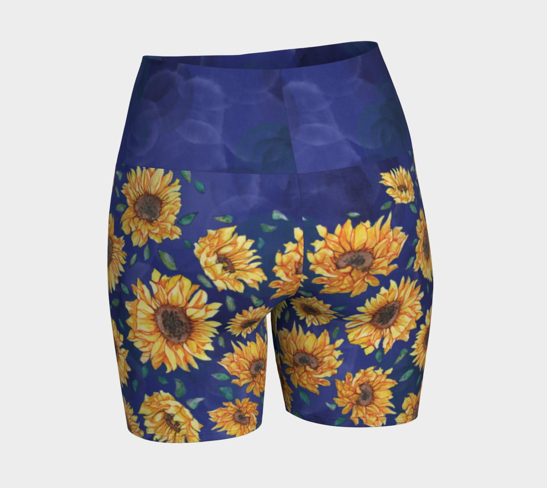 Sunflowers On Water Yoga Shorts