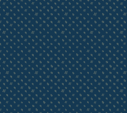 Leaf Display - Yellow on Blue - Matte Crepe Fabric