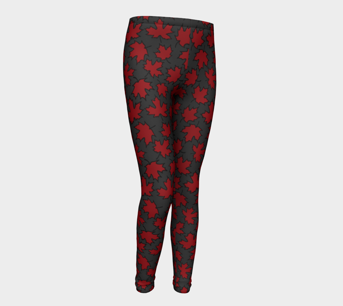 Maple Leaf Red on Grey Youth Leggings
