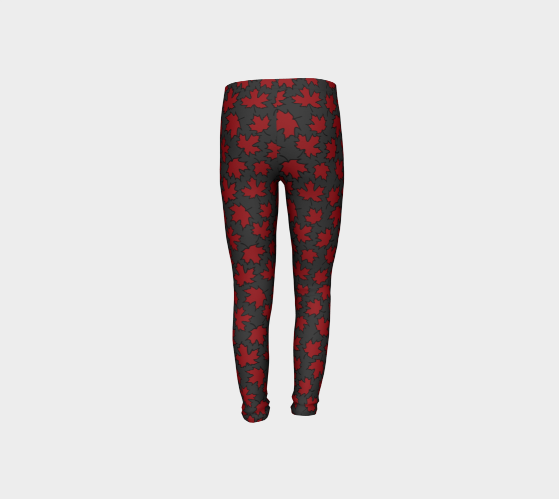 Maple Leaf Red on Grey Youth Leggings