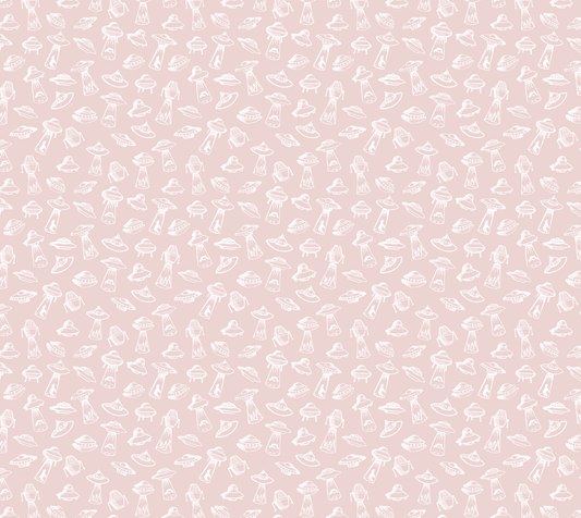 Vintage UFO - Pink - Organic Quilting Cotton Fabric