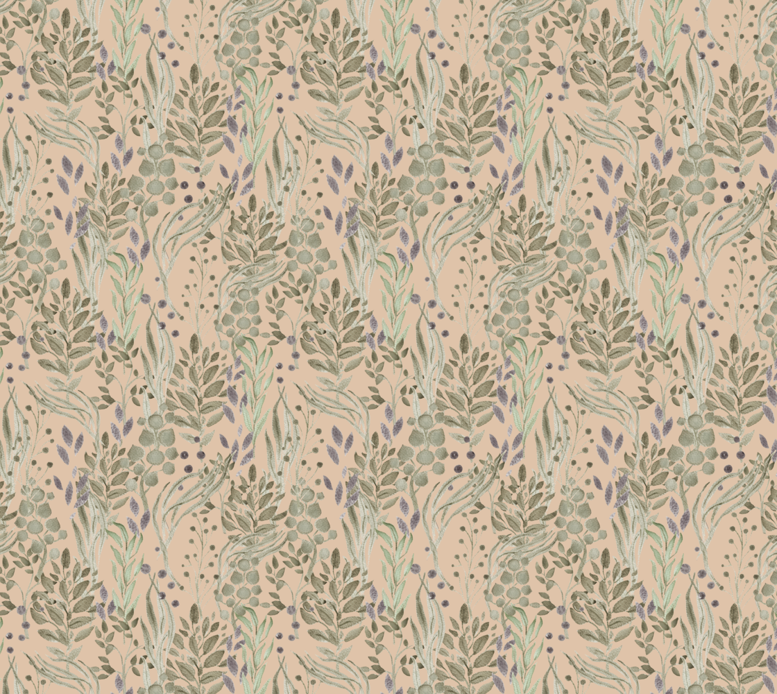 Watercolour Garden Peach Silky Knit Fabric