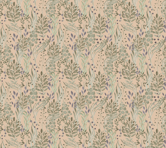 Watercolour Garden Peach Silky Knit Fabric