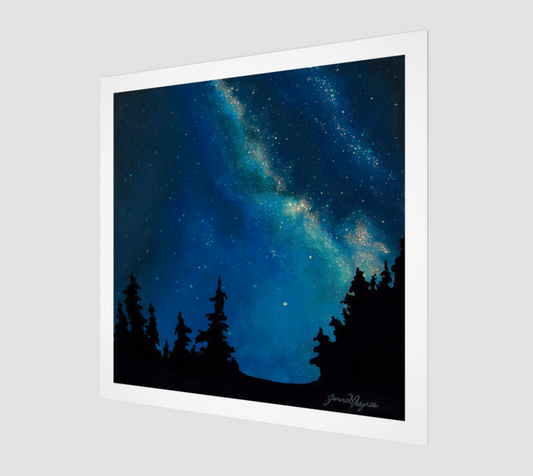 Night Sky Treeline Art Print