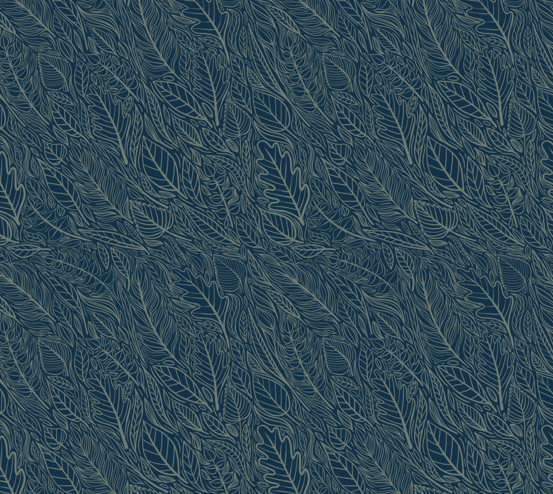 Windy leaves - Green on Blue - Cotton Silk