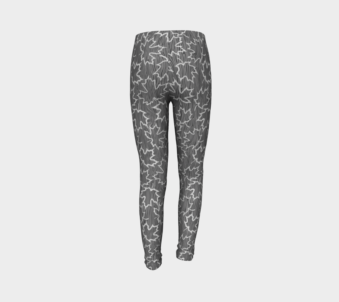 Maple Leaf on Woodgrain Youth Leggings