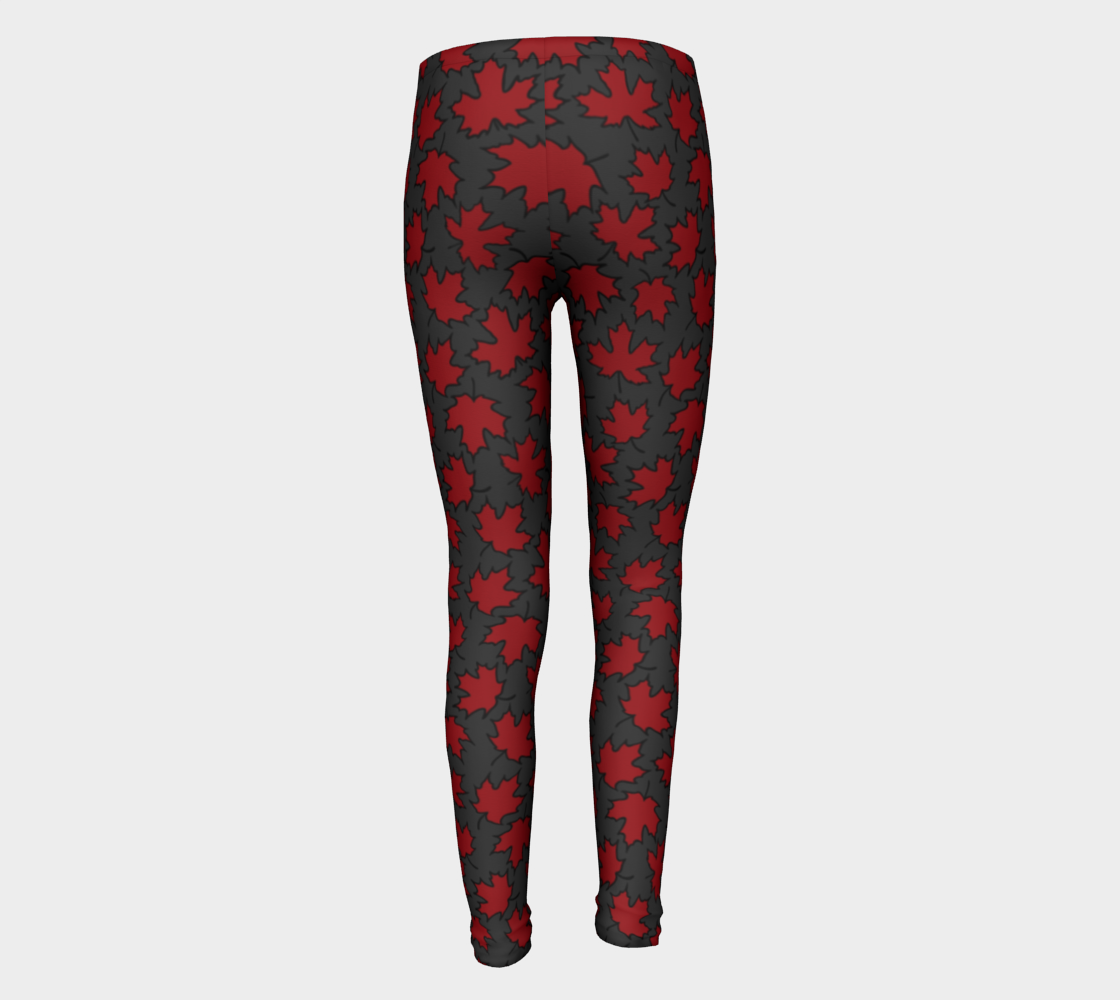 Maple Leaf Red on Grey Youth Leggings