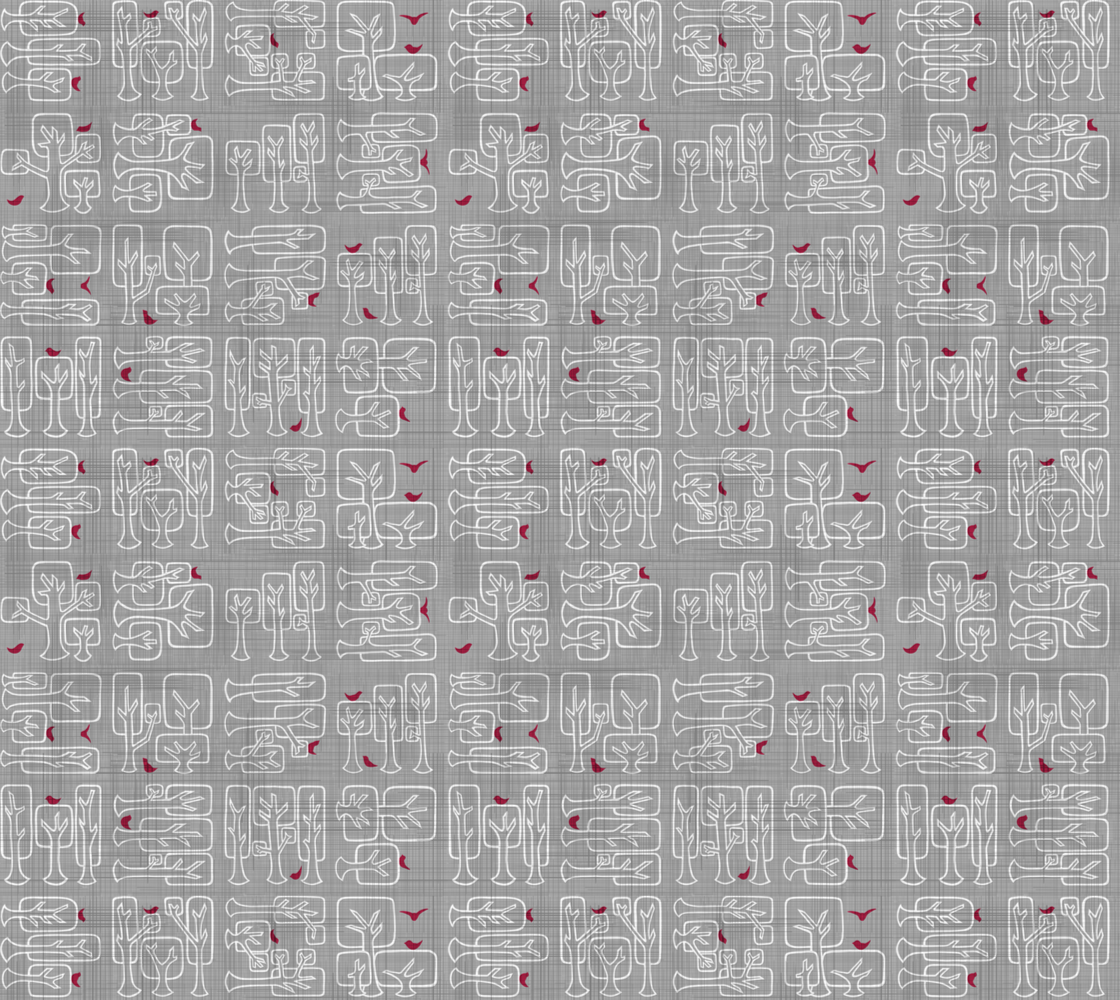 Tree Block Grey Cotton Linen Canvas Fabric