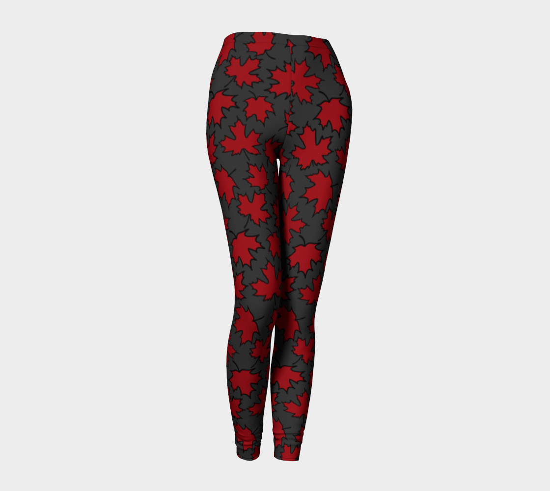 Maple Leaf Red On Grey Leggings