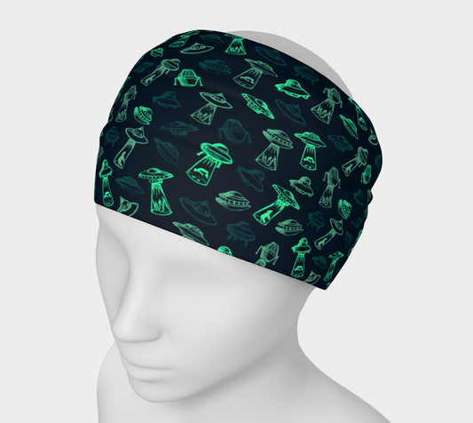 "Get in, we're going shopping" UFO headband green and Blue