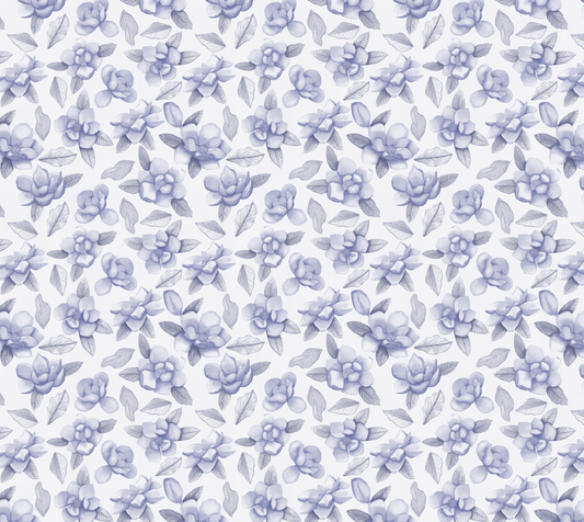 Magnolia - Blue - Organic Cotton Hemp Fabric
