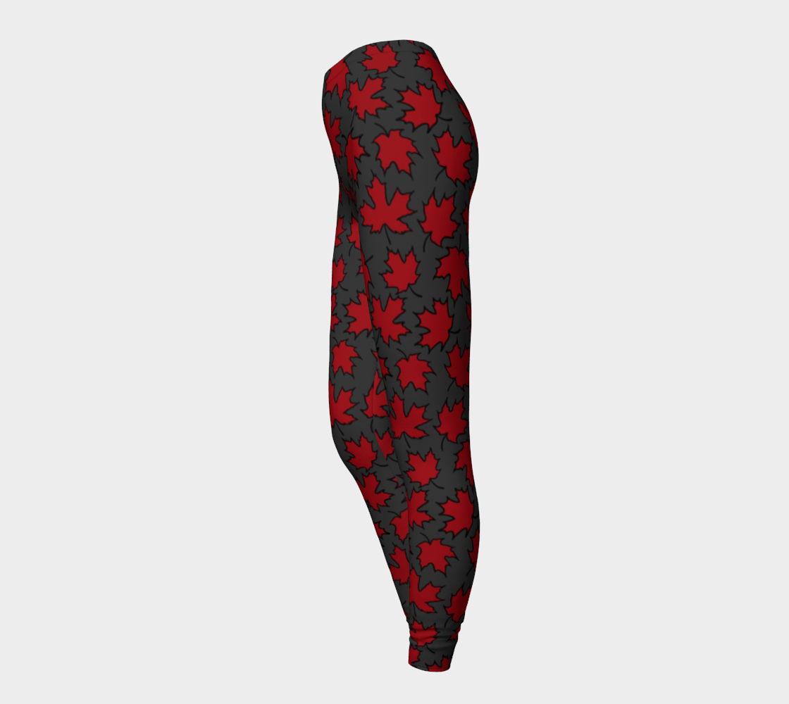 Maple Leaf Red On Grey Leggings