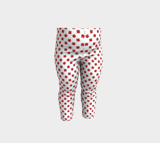 Little Maple Leaves on White Baby Leggings