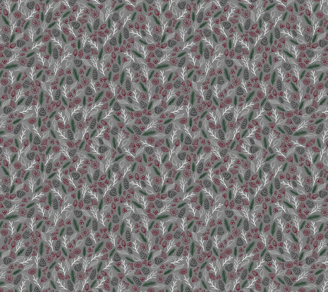 Forest Flora Ditsy- Red White and Green - Cotton Canvas