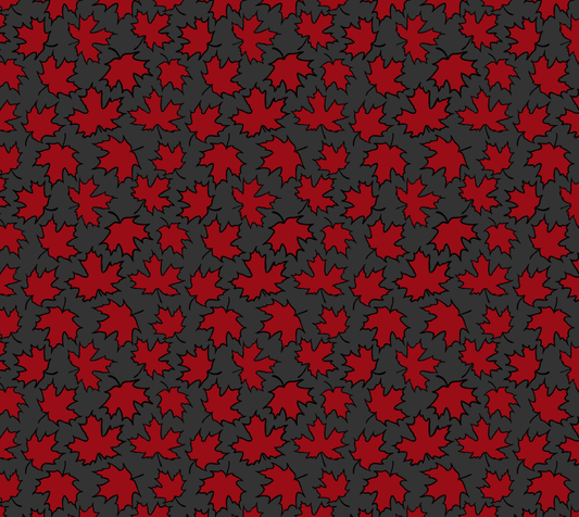 Maple Leaf Red on Grey Glitter Performance Knit