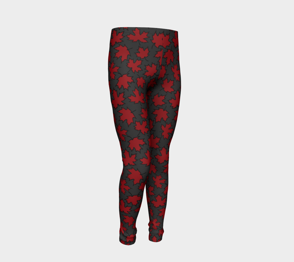 Maple Leaf Red on Grey Youth Leggings